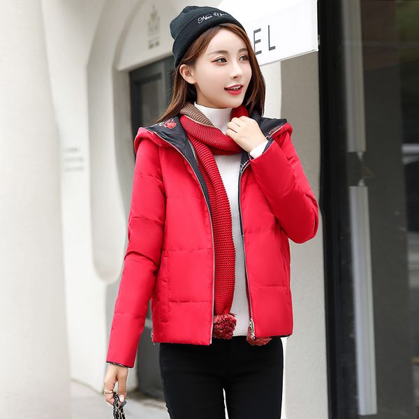 

winter jacket parkas 2019 autumn women both two sides down jacket loose thin coat bread clothes coats outerwear female jackets, Black