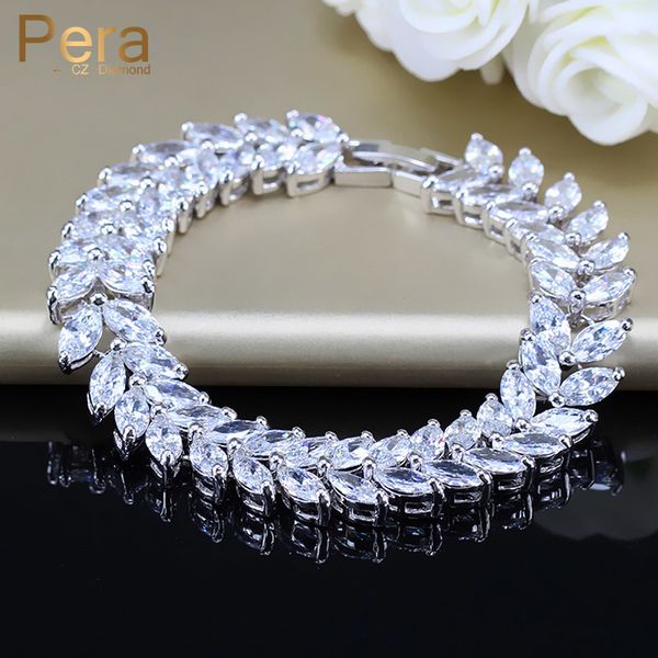 

luxury 925 sterling silver jewelry bridal accessories leaf shape cz crystal stone big wedding bracelets & bangle for brides b025, Golden;silver