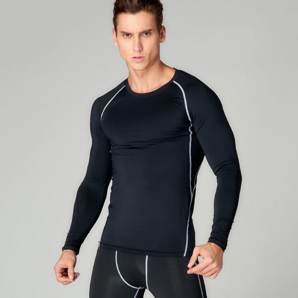 

compression shirts running tights cycling sports wearing long sleeve men joggers basketball jerseys compression base layer shirt, Black;blue