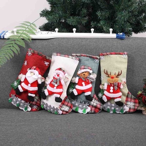 

christmas stocking gift bag reindeer santa claus snowman socks natal xmas tree candy ornament gifts decorations new year