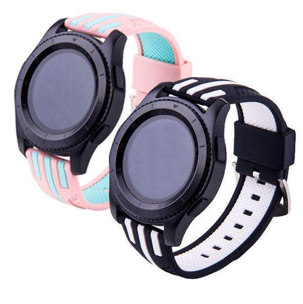 

22mm silicone watchband for samsung gear s3 classic frontier strap rubber huami amazfit pace 1 2 link pebble time ticwatch 1, Black;brown