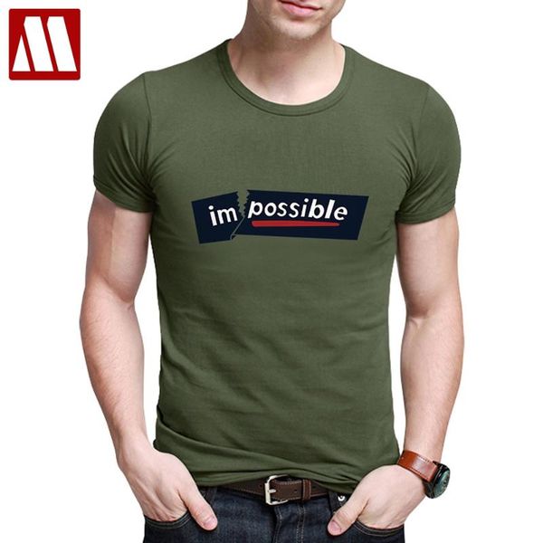 

cotton funny nothing impossible printed men t shirt casual short sleeve mens t-shirts fashion cool t shirt for men, White;black
