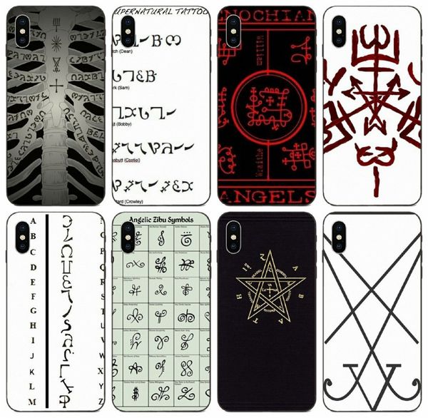 

tongtrade] stylish popular supernatural enochian tattoo case for iphone 11 pro max x xs 8 7 6s 5s 5c 5 samsung s5 s10 honor 9 case