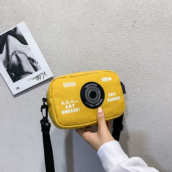 

camera-like canvas women shoulder bags fashion cute crossbody bags for women weird messenger ladies purse bolso mujer #5$
