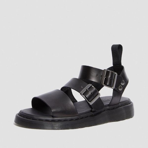 

sandals layer cowhide casual sandals buckle design men's and women's, Black