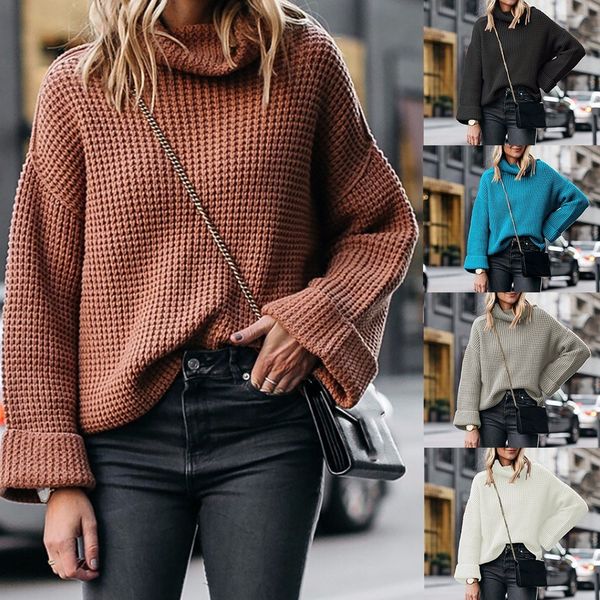 

long sleeve autumn winter sweater women knitted sweaters women autumn winter sweater thick needle high collar pullover, White;black