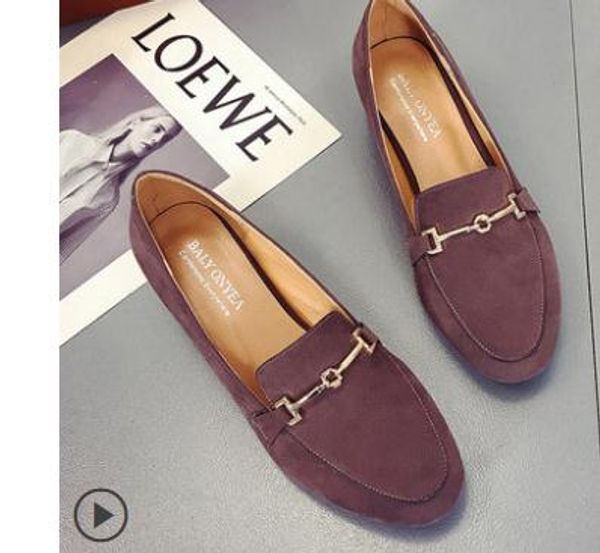 

2019 women's shoes in spring and autumn with new style middle heel coarse heel round head suede @988253, Black