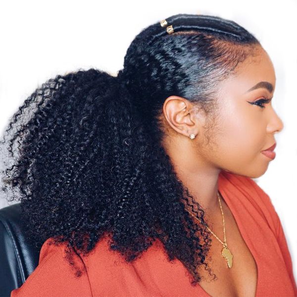 New Arrival Kinky Curly Ponytail For Women Remy Hair 3b 3c Clip In