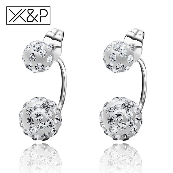 

x&p luxury fashion femme aaa crystal zircon stud earrings for women girl wedding party charm statement women's earring jewelry, Golden;silver