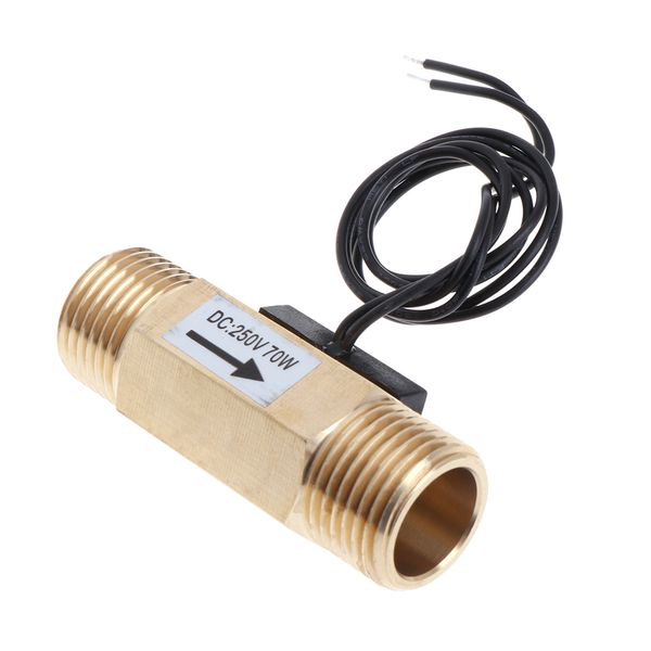 dc 250v g1/2" water flow sensor switch meter copper liquid flow switch dn15 70w