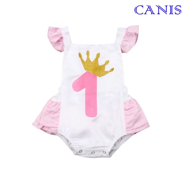 

2019 uk toddler baby girl 1st birthday clothes summer romper ruffle jumpsuit outfit 0-24 months, Blue