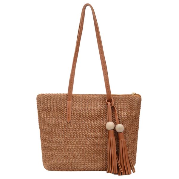 

женщины просто солома сумки сумка tote кисточки summer beach zipper шоппинг crossbody мода путешествия сумка