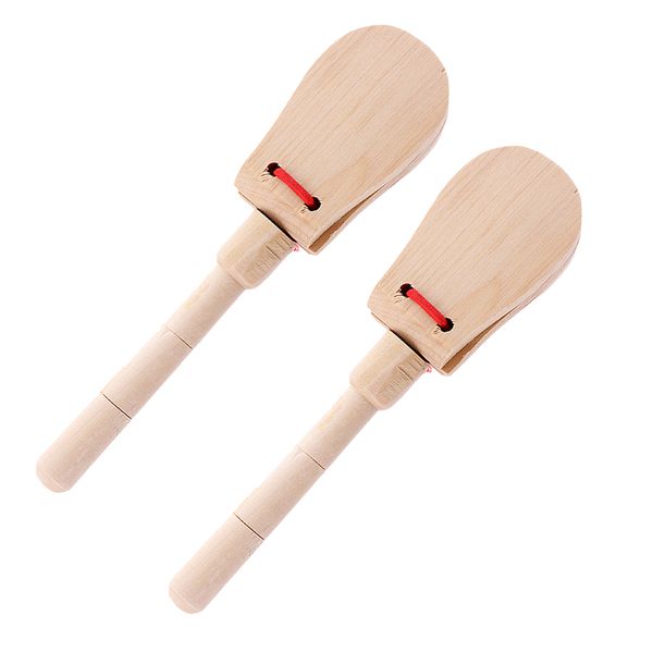 

2 pieces handled castanet wooden hand percussion music teaching props