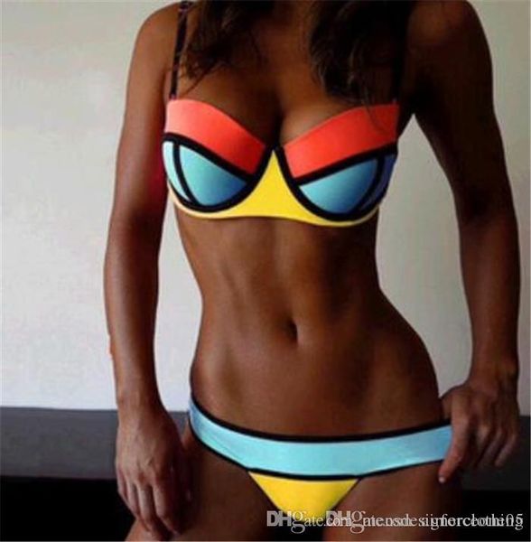 

женщины joint цвет tankinis printed дизайнер sexy lady бикини 2pcs купальный костюм летний пляж купальники новый, White;black