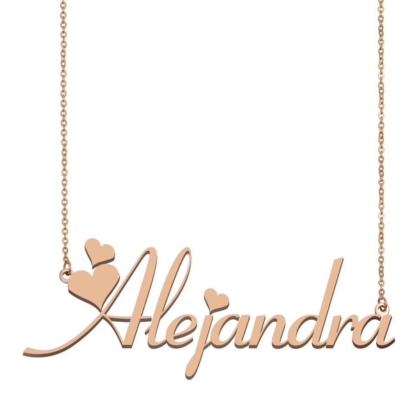 

alejandra name necklace pendant for women girls birthday gift custom nameplate children friends jewelry 18k gold plated stainless steel, Silver