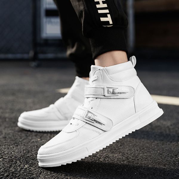 

2019 spring autumn men's casual shoes korean version of the trend of high-men's shoes black white wild male u3-89