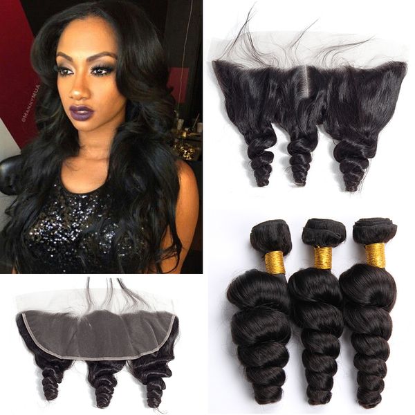 2019 Straight Hair Frontal With Bundles Body Wave Loose Deep Human Hair Bundles With Frontal Brazilian Hair Weave Bundles With Closure Frontal From