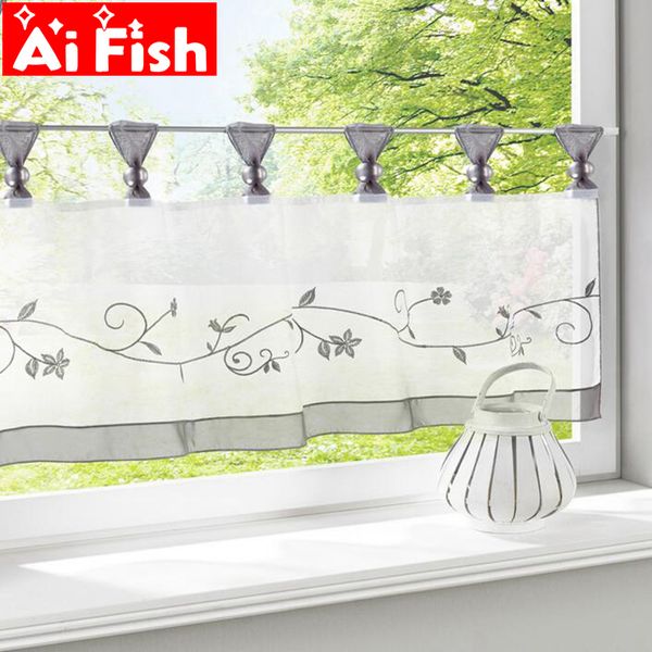

terri embroidery curtains fabrics short coffee beautiful colorful flowers window treatments kitchen bar short curtians dl008-40