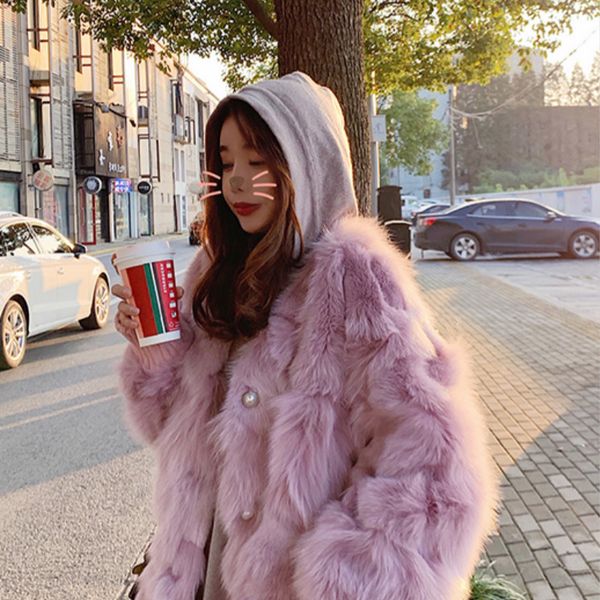 

real fur coat women real fur coat winter women korean fashion jacket clothes 2020 manteau femme yy1011, Black