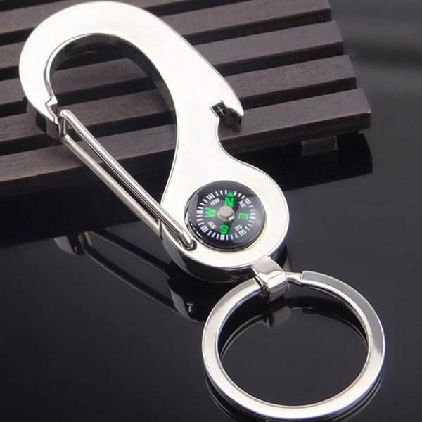 Promoções ao ar livre Keychain Compass Key Ring Camping Caminhando Keyring Mini Hook Portable Gear