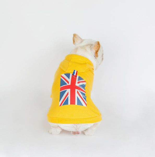 roupas para cães Dog roupas da moda camisola bandeira americana impressão capuz considerável com o tampão camisola do estilo britânico com capuz M palavra capô