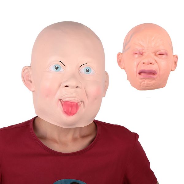 

smile cry baby head face latex mask scary horror halloween party cosplay adult