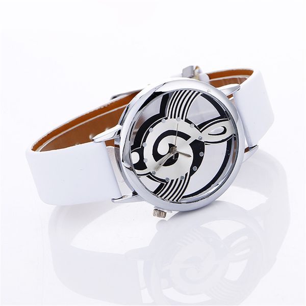 

bracelet watches painting simple stylish bracelet lady engraving casual musical note wrist womans leather lady hollow watches aefux, Slivery;brown