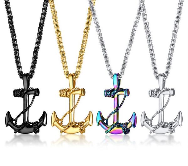 

lots цвет отполированного мужчина мода ретро прохладная из нержавеющей сталь лодка якорь ожерелье цепи подарок ювелирных изделий, Silver