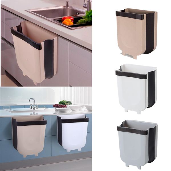 

8l folding waste bin kitchen cabinet door hanging trash bin trash can wall mounted trashcan for bathroom toilet waste storage