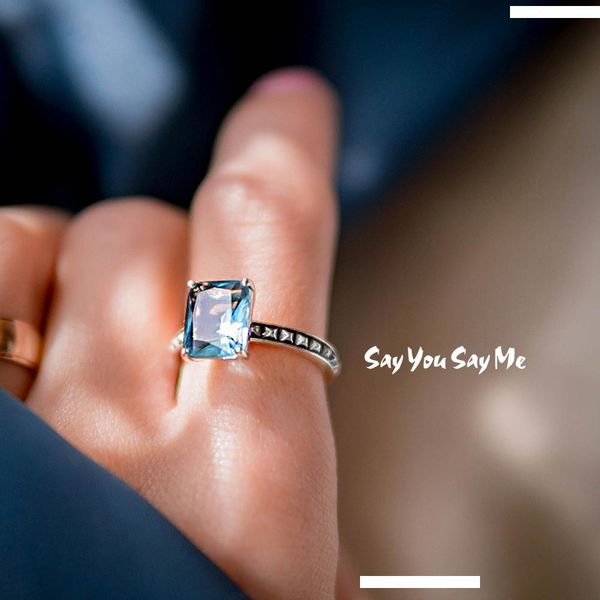 

925 sterling silver rings wholesale wedding engagement party luxury blue stone rings gifts 2018 new arrival say you say me d1892601, Slivery;golden