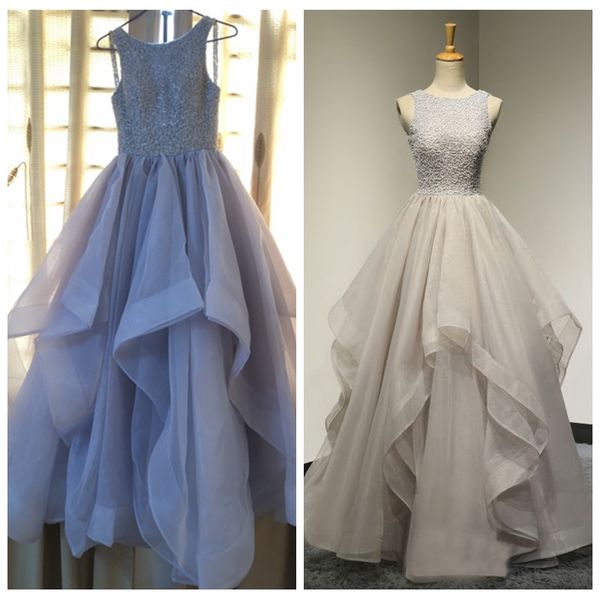 

swan grey prom dresses online scoop ruffled skirt unique prom dresses with heavy beading long evening dresses with sweep train, Black