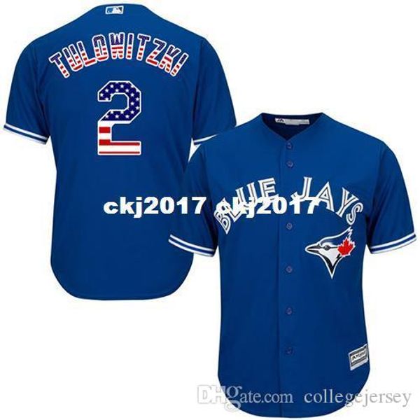 

men's #2 tulowitzki royal blue usa flag sport jersey, Blue;black