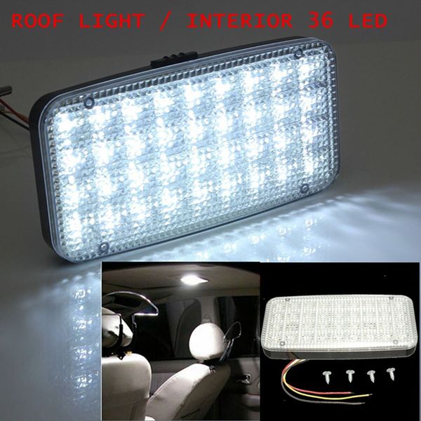 

white 12v 36 led car truck auto van vehicle ceiling dome indoor roof interior light lamp dc universal car styling