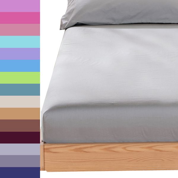 Grey Bed Sheet Fitted Sheet With Round Elastic Plain Bedding King