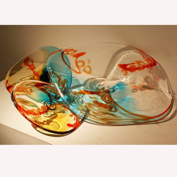

2020 big size 100% handmade blown glass wall plates colorful wedding decor dale chihuly style wall lamps