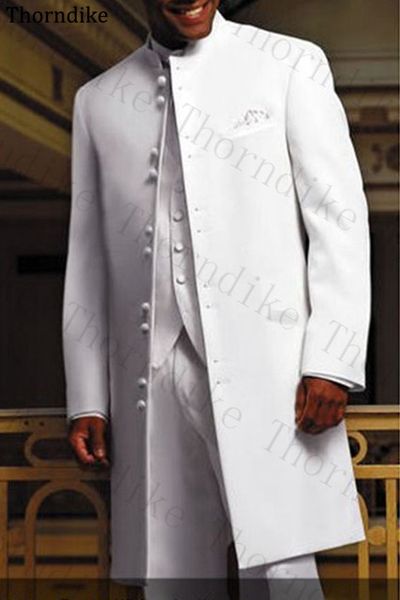 

thorndike summer long jacket with trousers white groom tuxedos costo made wedding suit for men vintage 3 pieces set suits men, White;black