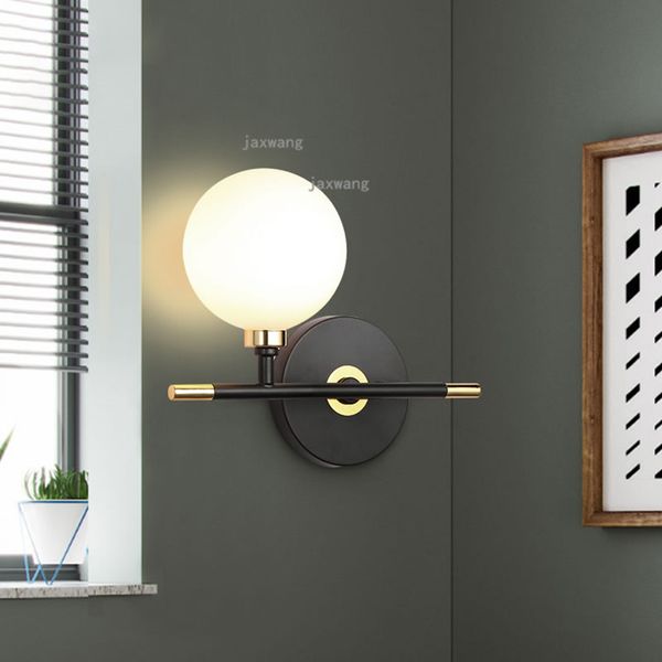 

nordic led beside bedroom glass ball wall lamps modern stairs wall light sconces creative lamp living room light fixtures