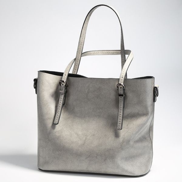 

кожаная женская сумка 2019 осень и зима хозяйственная сумка плечо женская простая воловья кожа дамы большая мода