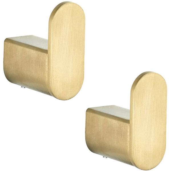 

2pcs bathroom wall hooks, brushed gold finished towel hook with construction, economical set concealed installation wall mounted