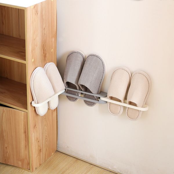

punch-wall mount shoe rack slipper shelf storage organizer for bathroom lot