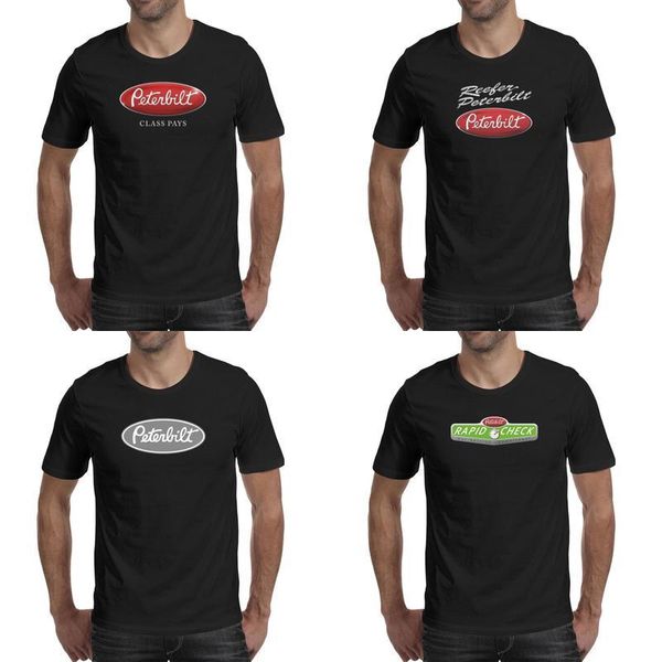 

mens peterbilt class pays fashion t shirt printing personalised cotton shirts slim fit short sleeve tees reefer peterbilt-logo of new, White;black