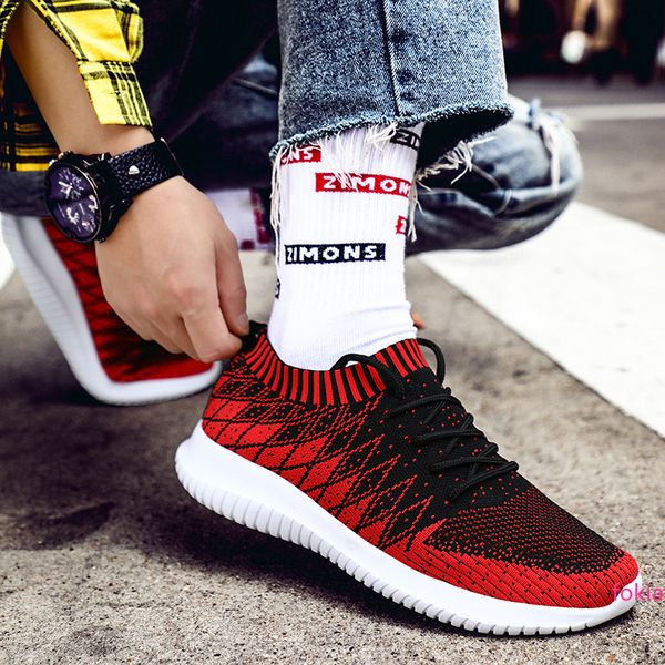 

fashion 2020 new running shoes black red grey primeknit mens sock trainers sports sneakers homemade brand made in china size 39-44