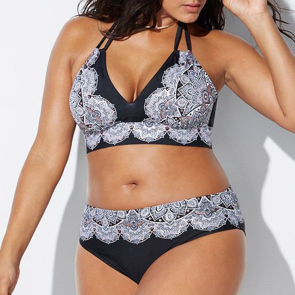 

women plus size bikinis set high waist swimwear large swim suit women swimwear two pieces bathing suit halter swimsuit 2019