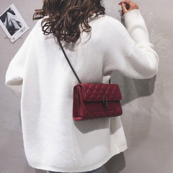 

textured women's bag 2019 new korean small square bag chain diamond shoulder messenger
