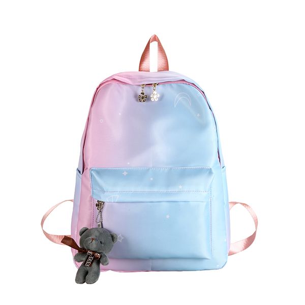 

new contrast color cartoon backpack for teenage girls school bags nylon waterproof school back pack fresh cute cartoon pendant