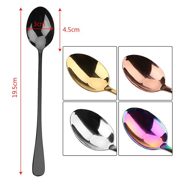 

hilife 19.5 cm stainless steel tableware spoon ice coffee spoon home kitchen long handle spoon