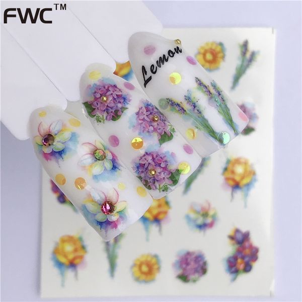 

wuf 26 styles summer fruit strawberry cherry cake ice cream nail art water transfer sticker decor slider decal manicure, Black