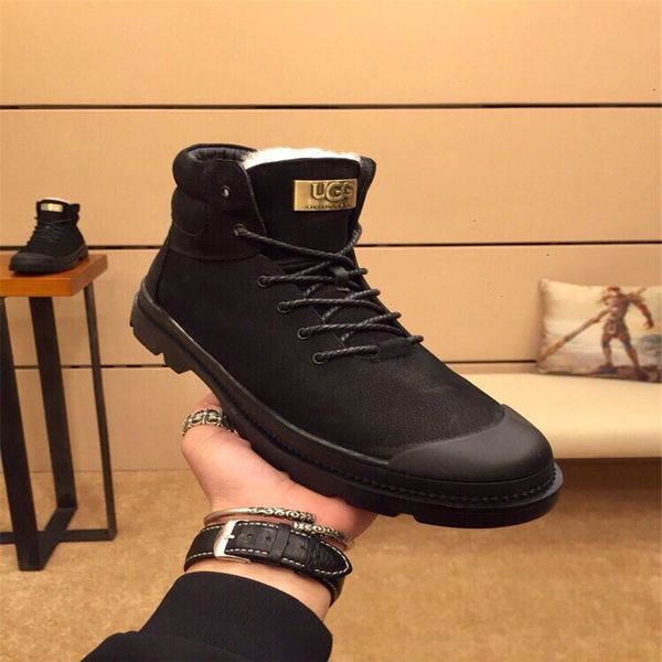 

the highest version of australian luxury new high-shoes lace-up casual short boots trend men's short boots casual shoes size 39-45 02, Black