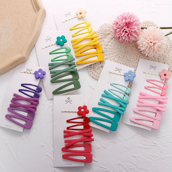 Women Girls Candy Colors Cute Flower Geometric Hair Clips Sweet