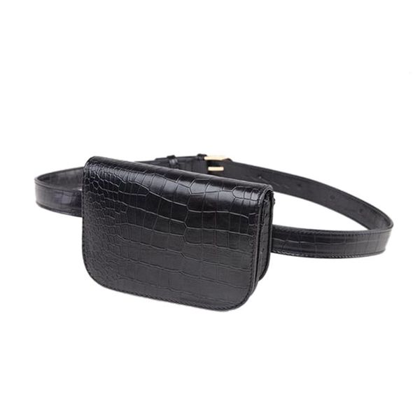 

vintage pu leather waist bag women alligator waist bag travel belt wallets fanny bags ladies black